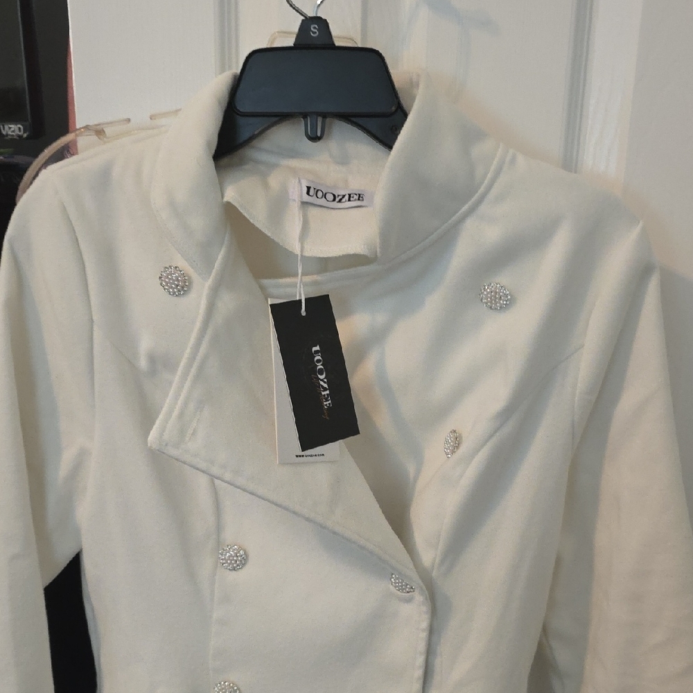 Loozer Women's Elegant Cream Pea Coat